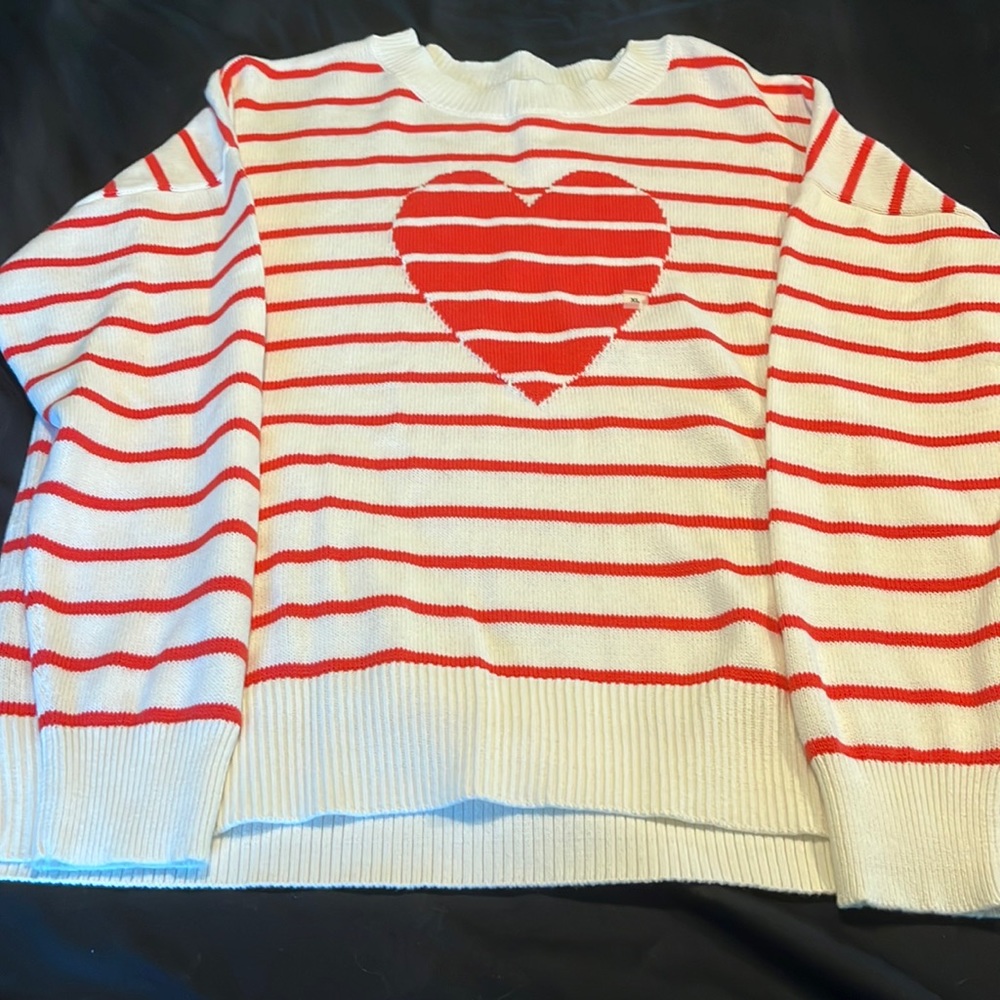 Loft striped heart sweater